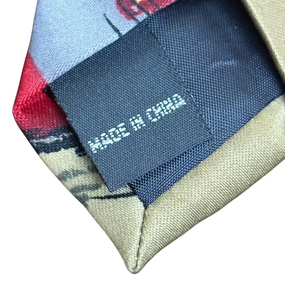 J Jerry Garcia Capillaries Collection 52 Satin Red Abstract Print Neck Tie 3.25